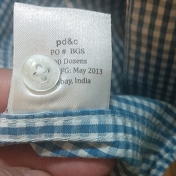 PD&C blue white check button up long sleeve shirt 2X xxl - Picture 11 of 11